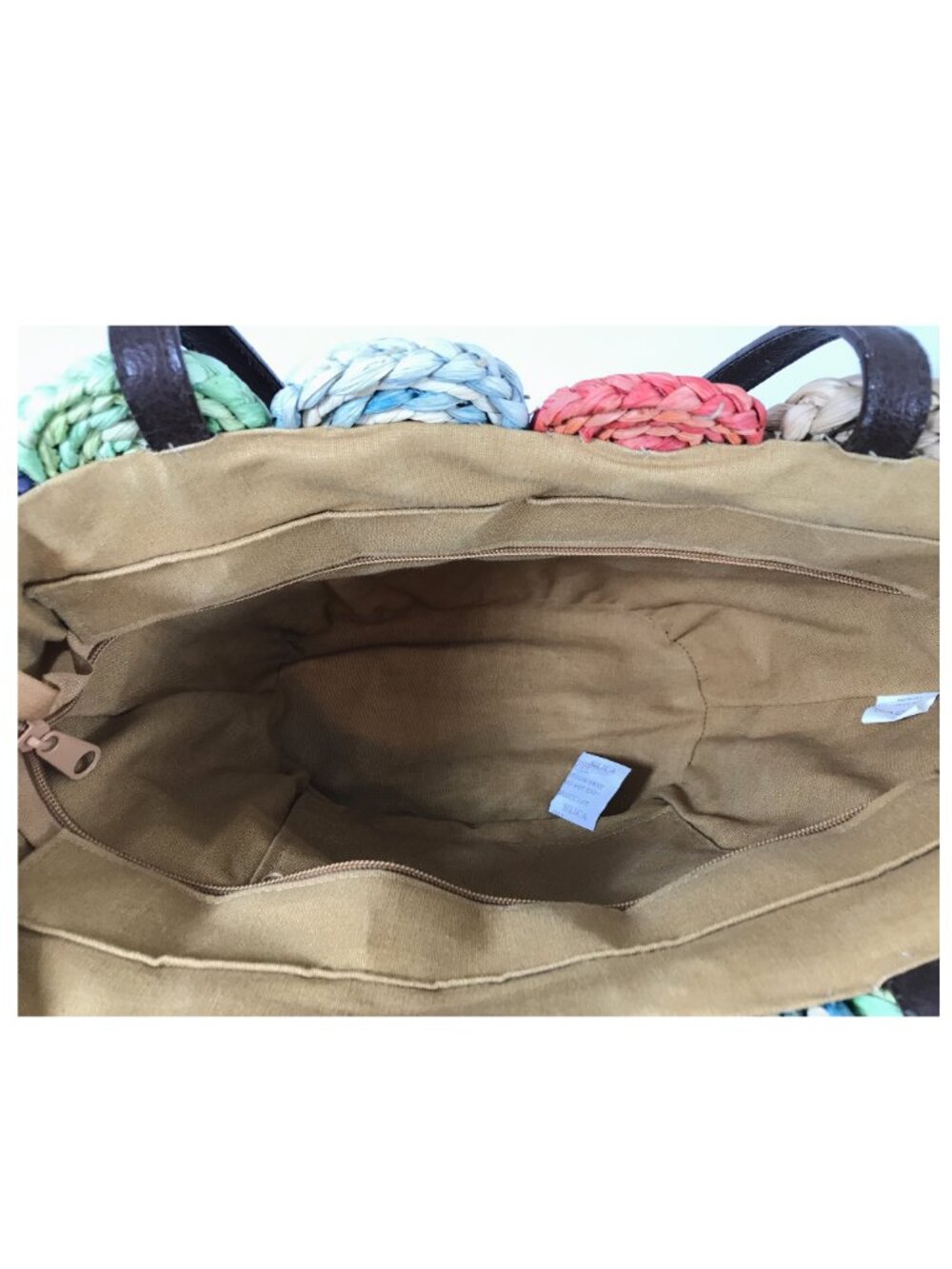 Dorfman Milano Cornhusk Straw Tote Colorful Summer Shoulder Bag Boho Floral - Picture 7 of 13